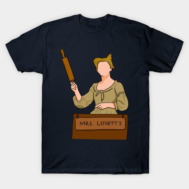 Mrs. Lovett With Rolling Pin (Sweeney Todd) T-Shirt by byebyesally